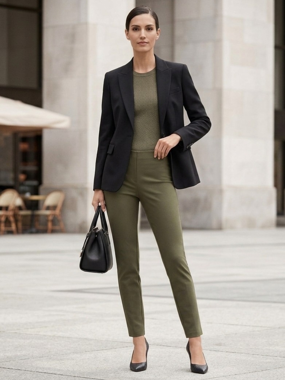 Michael Kors Olive Green Pull On Skinny Dress Pants Large Trousers Leggings